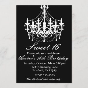 Invitación a la fiesta de Sweet 16 con araña de lu
