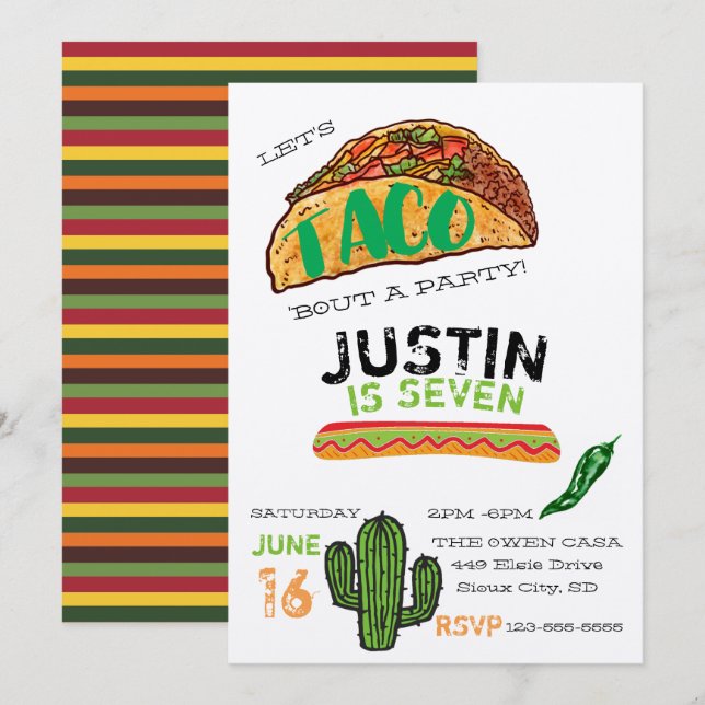 Invitación a la Fiesta de Tacos (Anverso / Reverso)