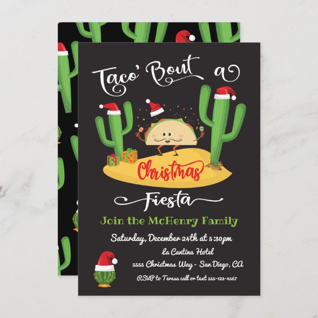 Invitación a la fiesta de Taco's sobre Navidades F (Anverso / Reverso)