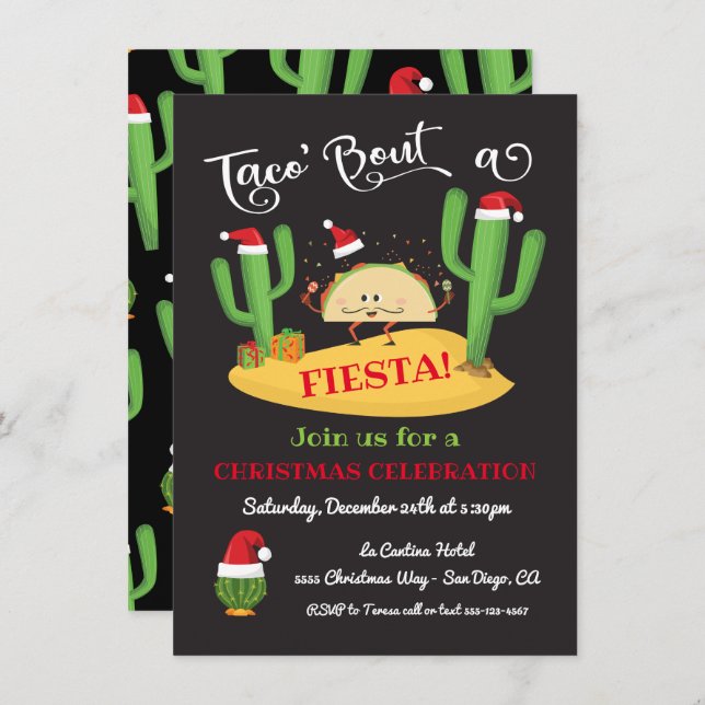 Invitación a la fiesta de Taco's sobre Navidades F (Anverso / Reverso)