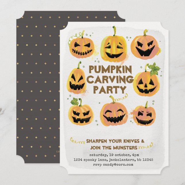Invitación a la fiesta de tallado de calabaza (Anverso / Reverso)