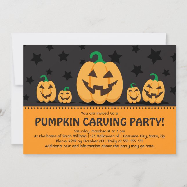 Invitación a la fiesta de tallado de calabaza (Anverso)