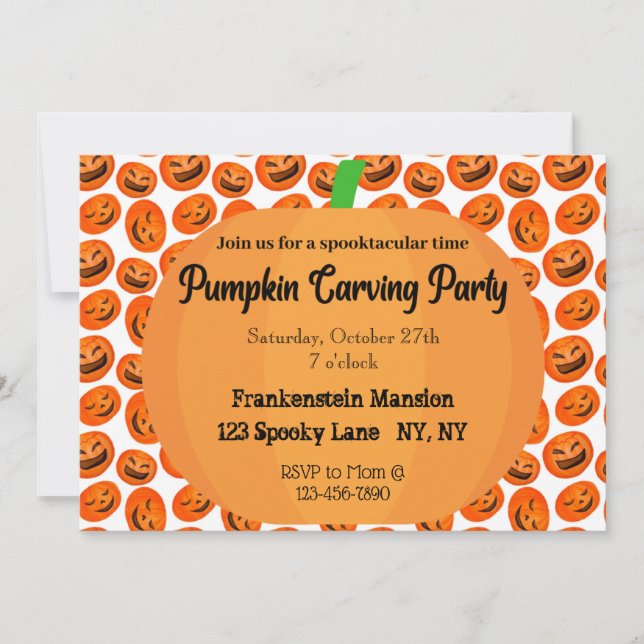 Invitación a la fiesta de tallado de calabaza (Anverso)