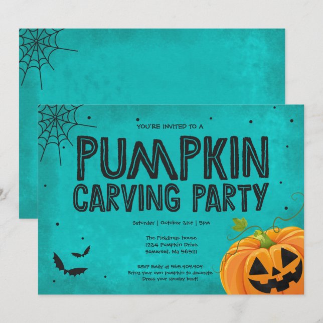 Invitación a la fiesta de tallado de calabaza de H (Anverso / Reverso)