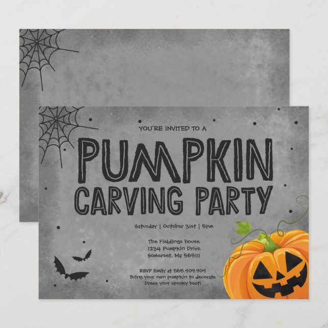 Invitación a la fiesta de tallado de calabaza de H (Anverso / Reverso)