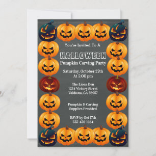 Invitación a la fiesta de tallado de calabaza gris