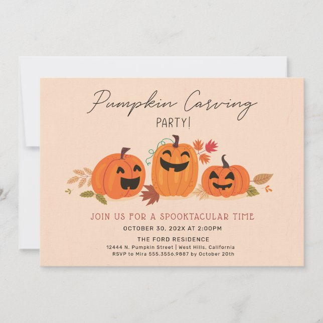 Invitación a la fiesta de tallado de calabaza Hall (Anverso)