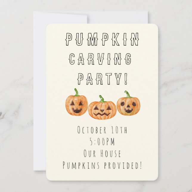 Invitación a la fiesta de tallado de calabazas  (Anverso)