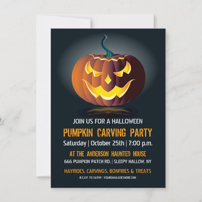 Invitación a la fiesta de tallado de calabazas de  (Anverso)