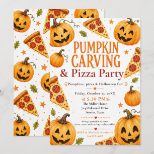 Invitación a la fiesta de tallado de calabazas y p