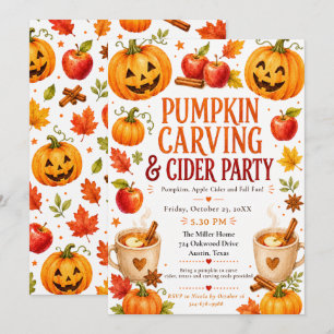 Invitación a la fiesta de tallado de calabazas y s