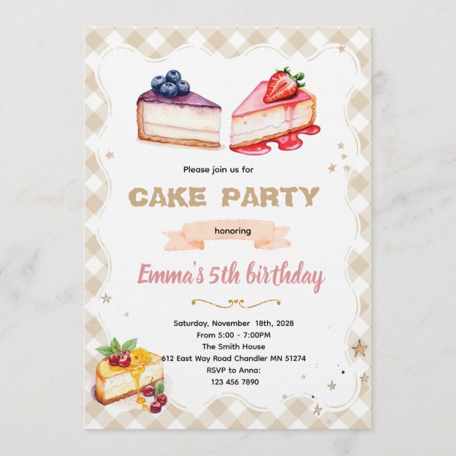 invitación a la fiesta de tarta de queso (Anverso)