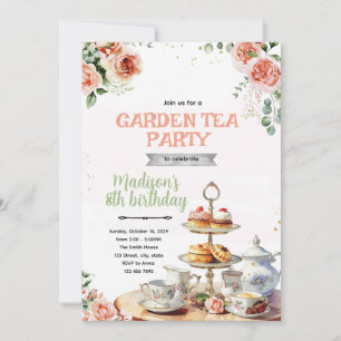 Invitación a la fiesta de té alto en el jardín