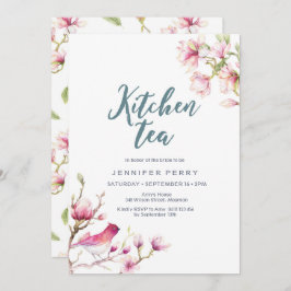 Invitación a la fiesta de té con cocina floral de 