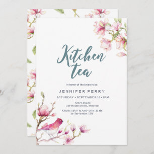 Invitación a la fiesta de té con cocina floral de