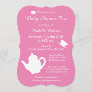 Invitación a la fiesta de té con tetera con ducha