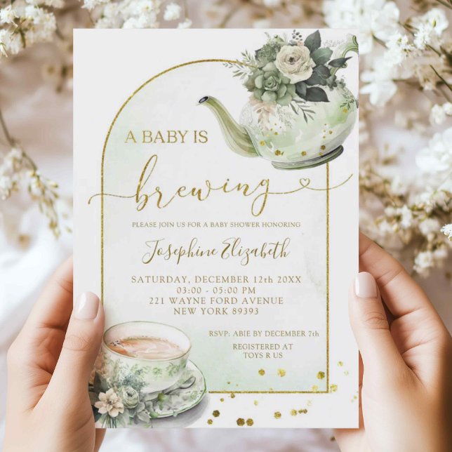 Invitación a la fiesta de té de Baby Shower con fl (Subido por el creador)