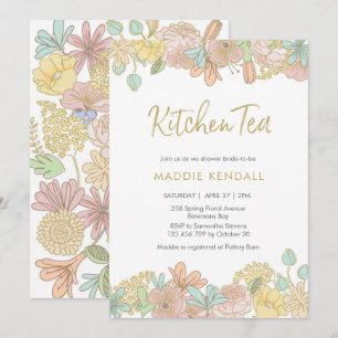 Invitación a la fiesta de té de cocina floral de l