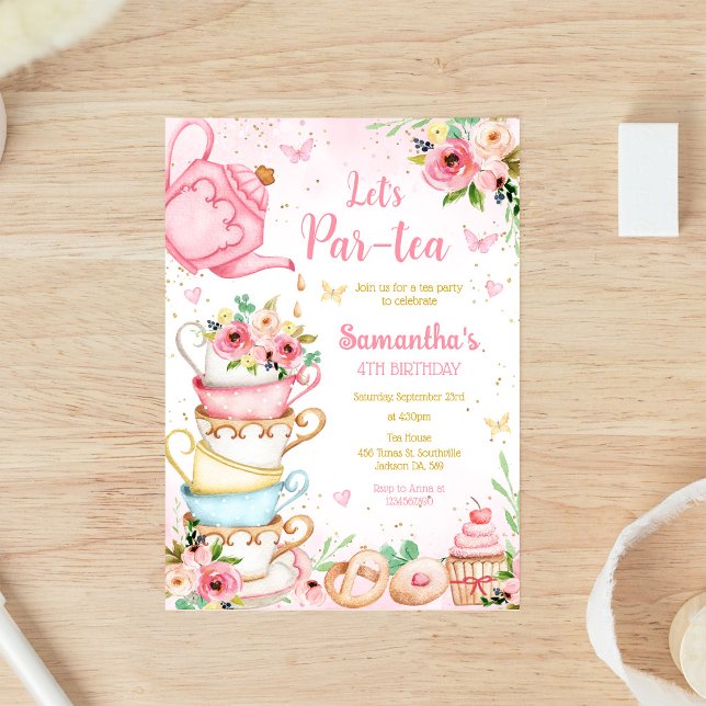 Invitación a la fiesta de té de cumpleaños Let's P (Subido por el creador)