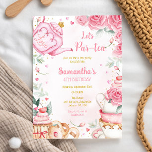 Invitación a la fiesta de té de cumpleaños Let's P