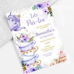 Invitación a la fiesta de té de cumpleaños Let's P