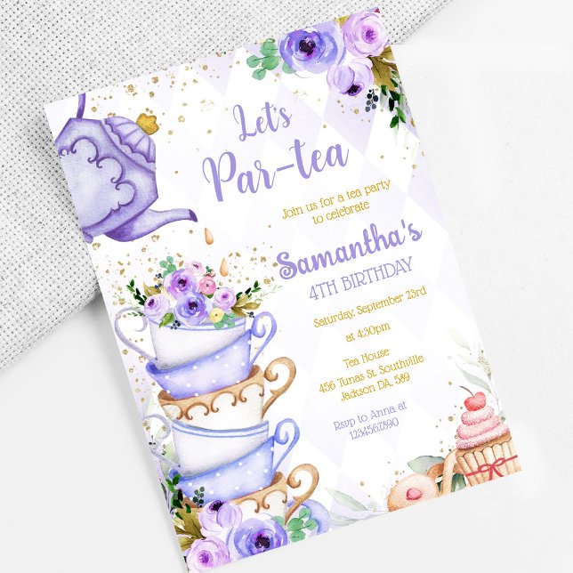 Invitación a la fiesta de té de cumpleaños Let's P (Subido por el creador)