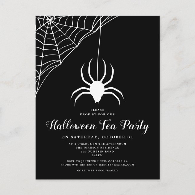Invitación a la fiesta de té de Halloween de la ar (Anverso)