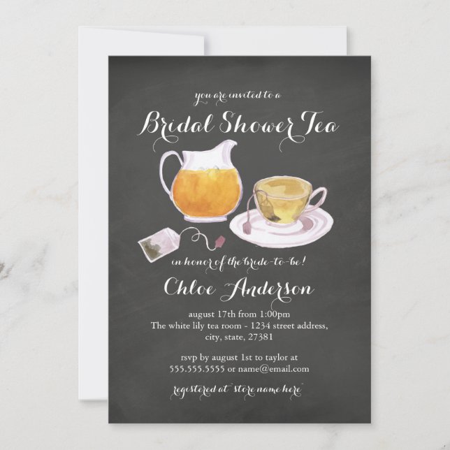 Invitación a la fiesta de té de la ducha nupcial c (Anverso)