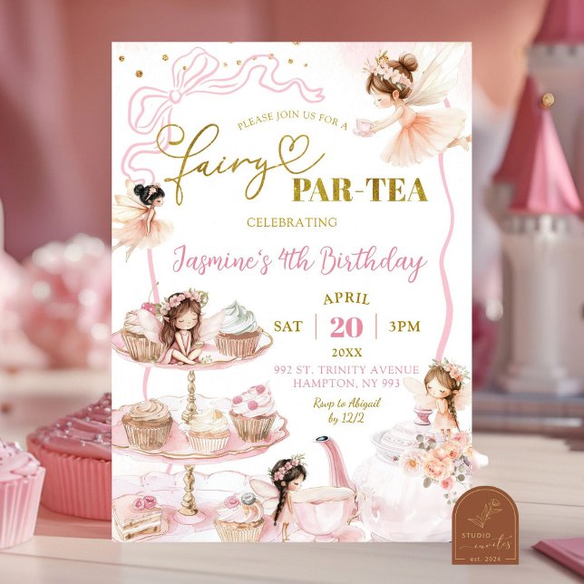 Invitación a la fiesta de té de la hada rosa (Subido por el creador)