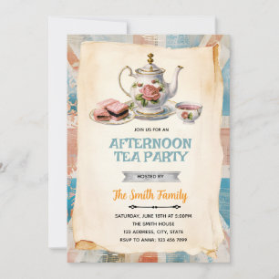 Invitación a la fiesta de té de la tarde inglesa