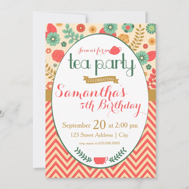 Invitación a la fiesta de té de los Jardín de las  (Anverso)