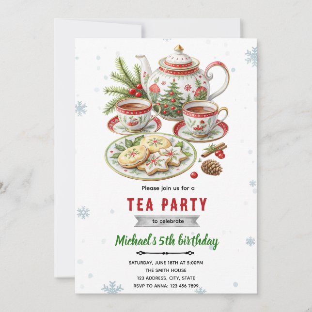 invitación a la fiesta de té de Navidad (Anverso)