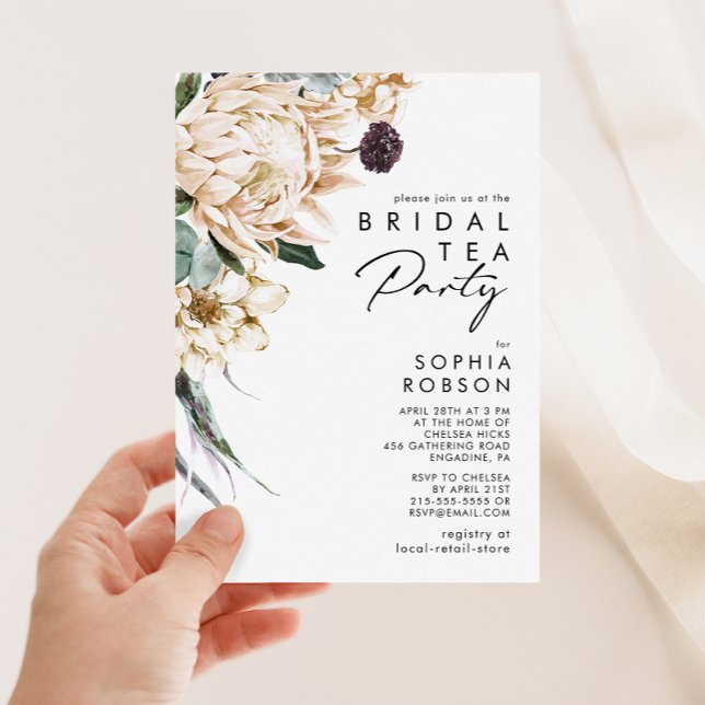 Invitación a la fiesta de té de novia floral blanc (Subido por el creador)