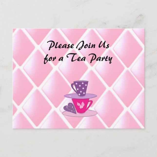 Invitación a la fiesta de té de tazas apiladas (Anverso)