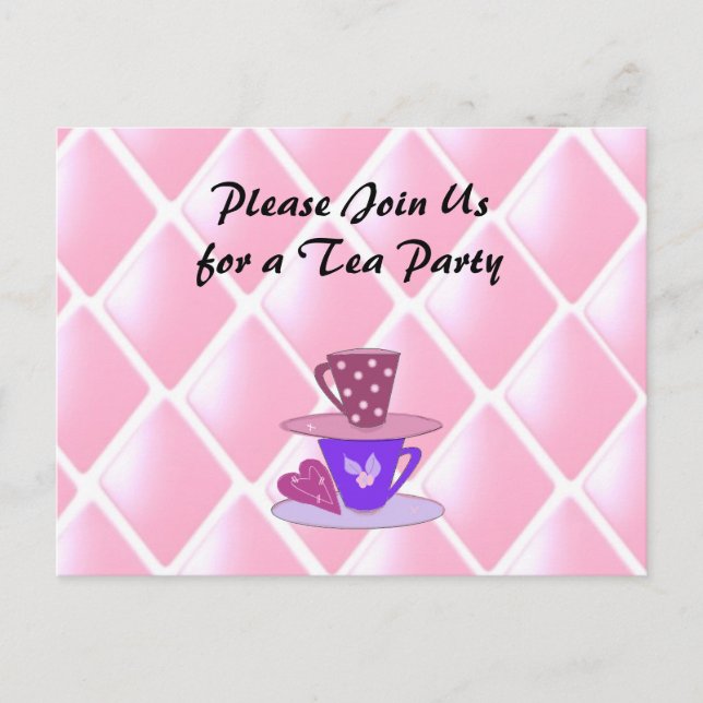 Invitación a la fiesta de té de tazas apiladas (Anverso)