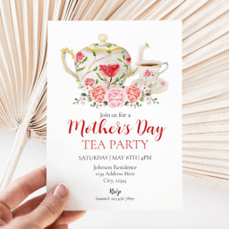 Invitación a la fiesta de té del Día de la Madre