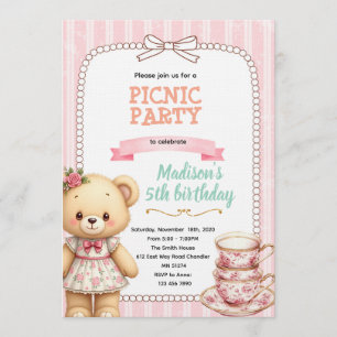 invitación a la fiesta de té del oso