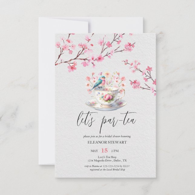 Invitación a la Fiesta de Té "Let's Par-Tea" (Anverso)