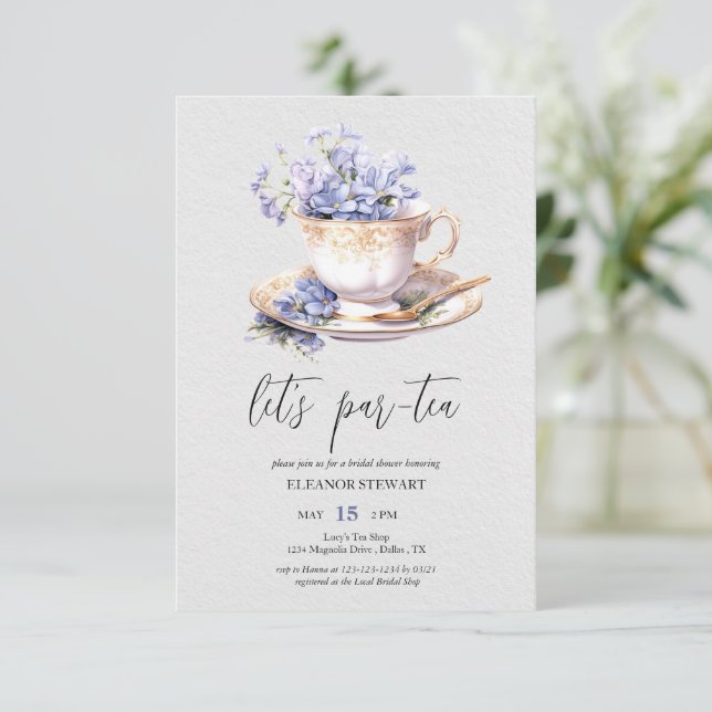 Invitación a la Fiesta de Té 'Let's Par-Tea' (Anverso de pie)