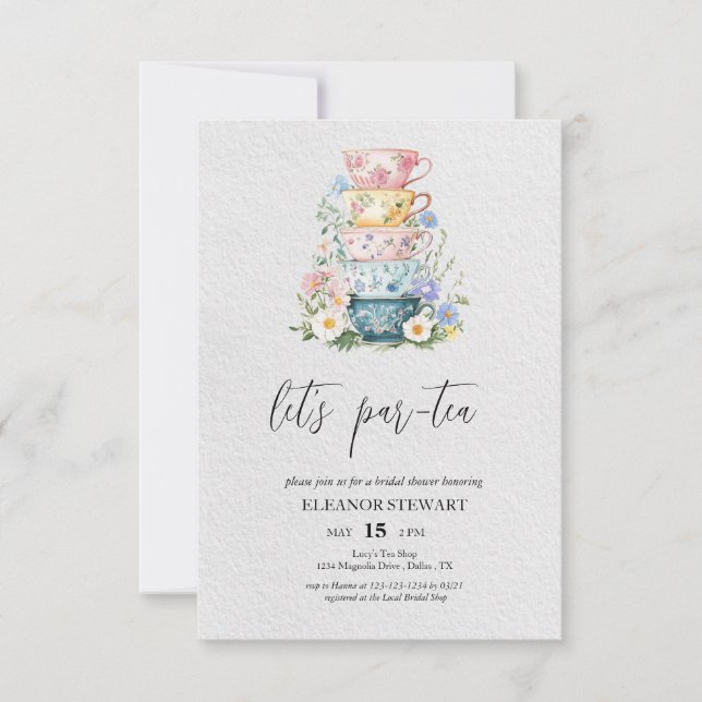 Invitación a la Fiesta de Té "Let's Par-Tea" (Anverso)