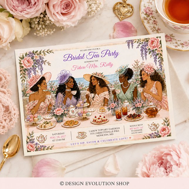 Invitación a la fiesta de té para la novia afroame (Subido por el creador)