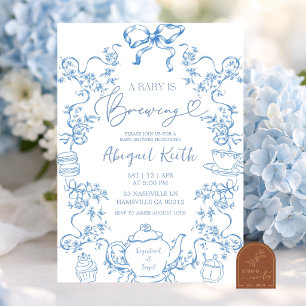 Invitación a la fiesta de té 'Un bebé está en cami
