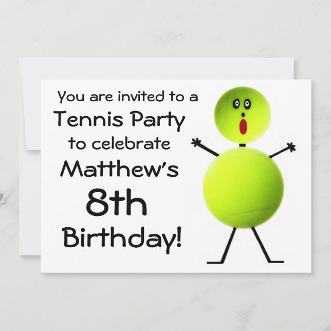 Invitación a la fiesta de tenis de cumpleaños (Anverso)