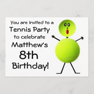 Invitación a la fiesta de tenis de cumpleaños