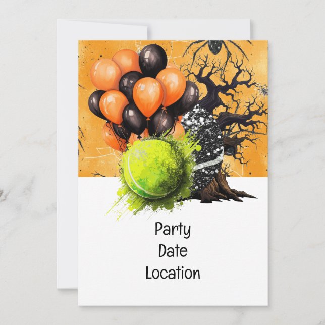 Invitación a la fiesta de tenis de Halloween (Anverso)
