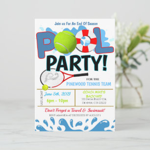 Invitación a la fiesta de tenis en la piscina de v