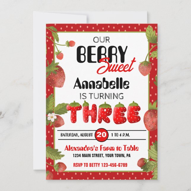 Invitación a la fiesta de tercer cumpleaños de fre (Anverso)