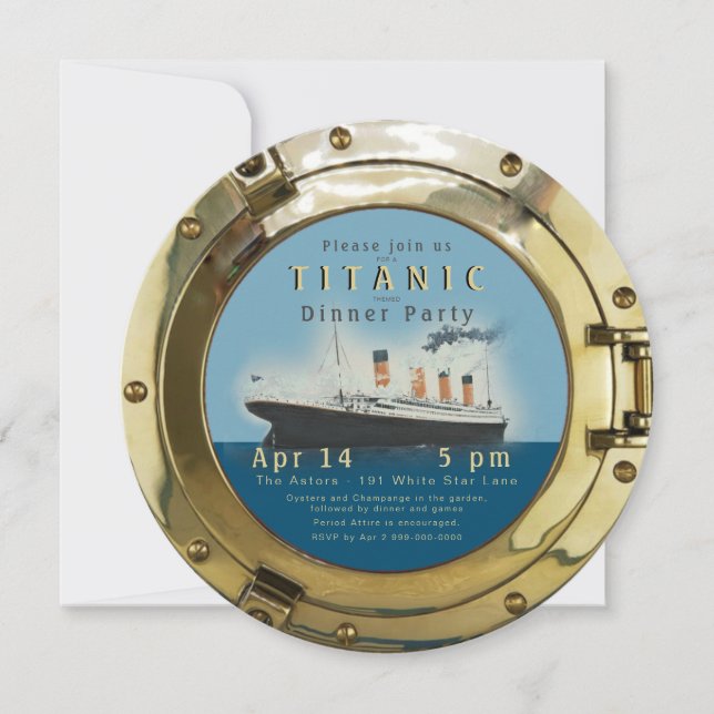 Invitación a la fiesta de Titanic Porthole (Anverso)