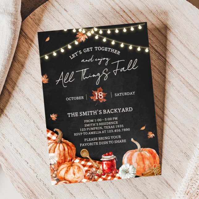 Invitación a la fiesta de Todas las Cosas Caen (All Things Fall Festival Party Invitation)