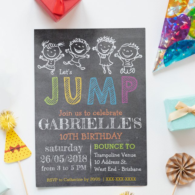 Invitación a la fiesta de Trampoline de Cumpleaños (Subido por el creador)